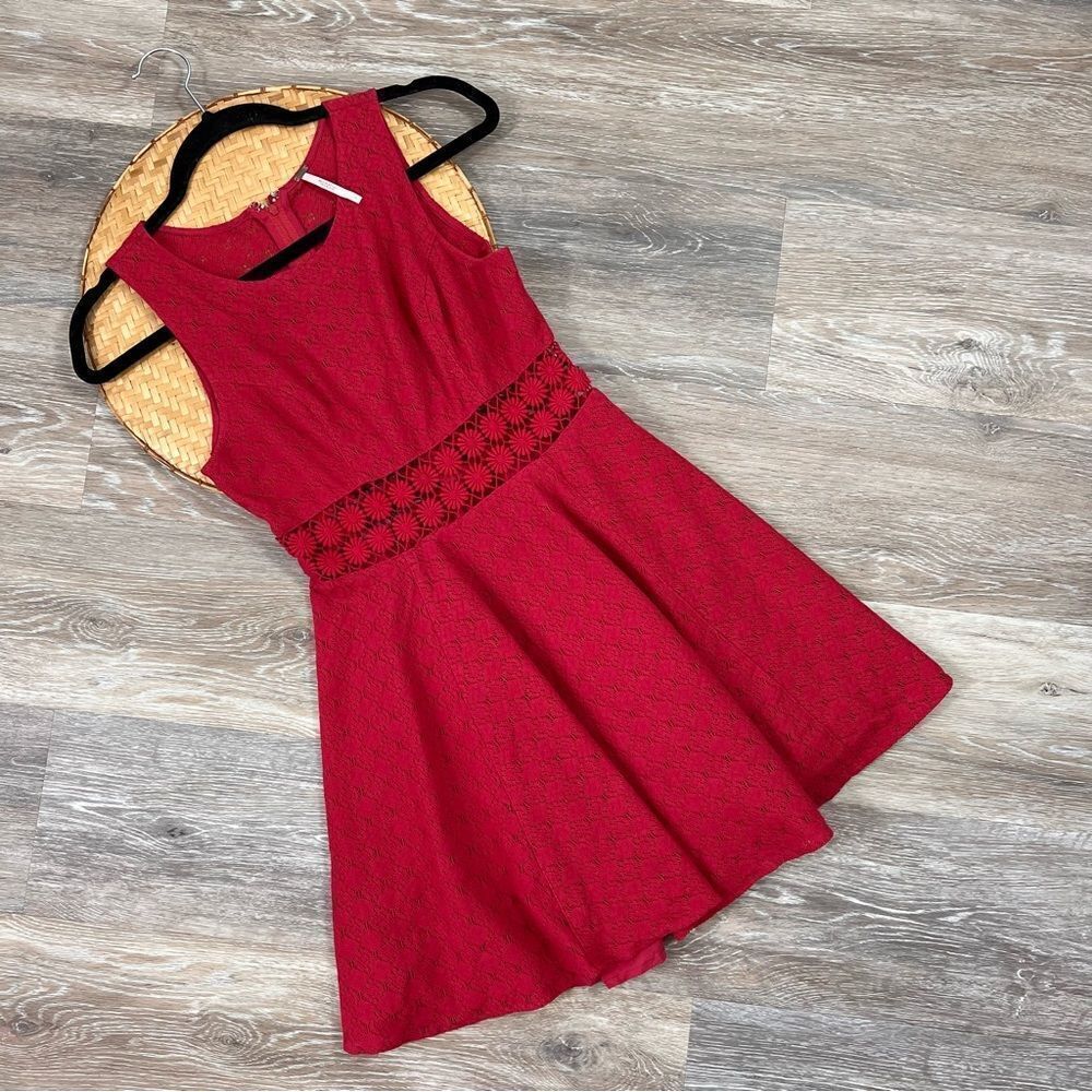 Free people fussia‎ pink fit and flare skater dress daisy crochet women’s 0